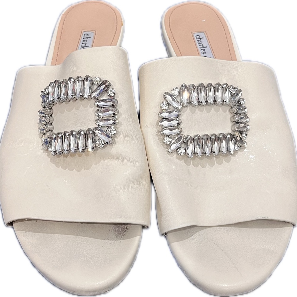 Charles David Sorbet Broach Embellished Mules